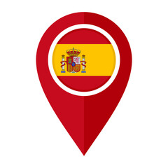 flat map marker icon with spain flag. vector illustration isolated on white background
