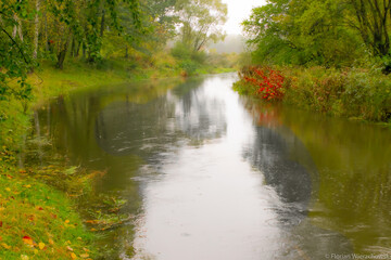 Fototapeta premium Horizontal Landscape at Przemsza River in pastel colors.