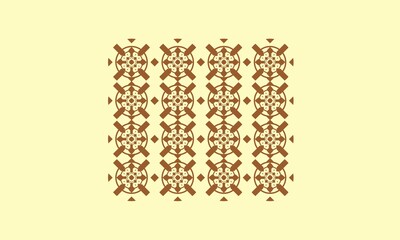 Abstract Native Brown Colored On Chalk Yellow Background Geometric Seamless Pattern