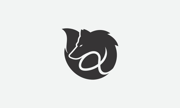 Monochrome Alpha Wolf Symbol Logo Vector Silhouette Illustration #2
