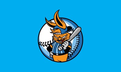 Baseball Rabbit Mascot Character Vector Illustration