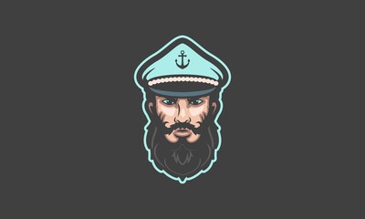 Beard Boat Captain Vector Mascot