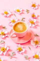 cup of coffee and flowers