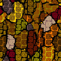 Seamless background pattern. Abstract ethnic tribal patternin patchwork style. Vector image