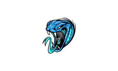Blue Snake Head Vector Illustration