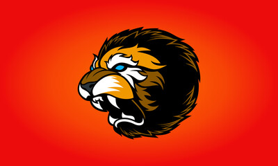 Cartoon Angry Lion Head Vector Logo
