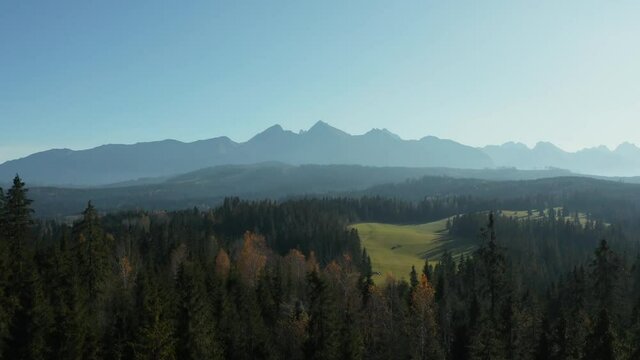 View at the Tatra mountains made by drone