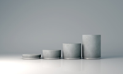 Podium, pedestal or platform, background for the presentation of cosmetic products. 3d podium. Place for ads.3D rendering podium geometry with elements. Product presentation blank podium.