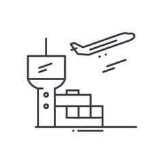 Airport icon, linear isolated illustration, thin line vector, web design sign, outline concept symbol with editable stroke on white background.