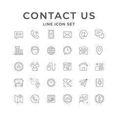 Set line icons of contact us