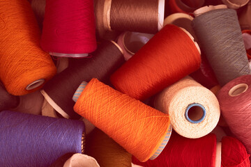 Composition of colorful vibrant wool threads