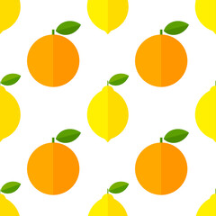 Oranges and lemons fruit seamless pattern.