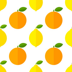 Oranges and lemons fruit seamless pattern.