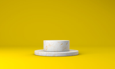 Podium, pedestal or platform, background for the presentation of cosmetic products. 3d podium. Place for ads.3D rendering podium geometry with elements. Product presentation blank podium.