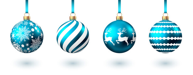 Blue Christmas  ball  isolated on white background.