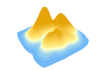 Landscape illustration, topography, relief map