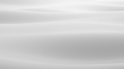 White surface with reflections. Smooth minimal light waves background. Blurry silk waves. Minimal soft grayscale ripples flow. 3D Render Illustration