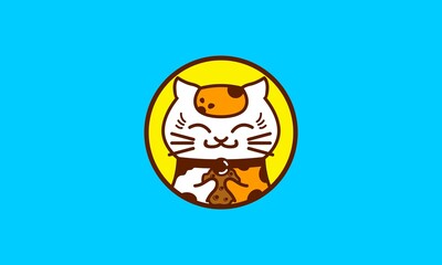 Funny Cat Cookies Food Logo Illustration