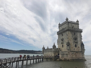Fototapeta premium the Tower of Belem near the Tagus river in Lisbon Portugal