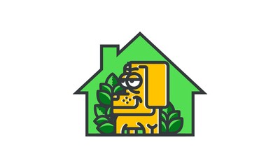 Geometric Minimalist Green Eco Dog Illustration