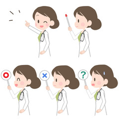 女性医師　ポインター　サイン　セット