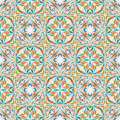 Geometric seamless pattern, abstract colorful background, fashion print, vector texture for textile, fabric, wallpaper, wrapping paper.