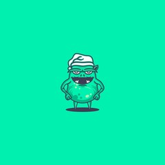 Cartoon Smiling Funny Green Monster Character Vector Illustration