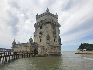 Fototapeta premium the Tower of Belem near the Tagus river in Lisbon Portugal