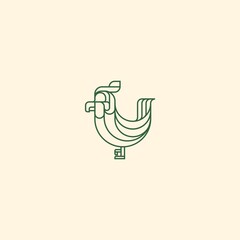  Creative, Geometric, Minimalist, Modern Rooster Mono Line Icon Brand Identity Logo Vector Illustration