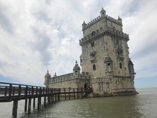 Fototapeta premium the Tower of Belem near the Tagus river in Lisbon Portugal