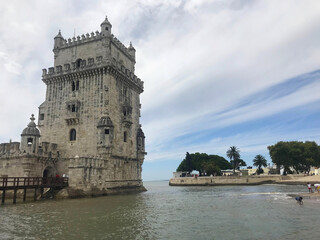 Fototapeta premium the Tower of Belem near the Tagus river in Lisbon Portugal