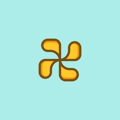 MInimalist Cartoon Cute Golden Swastika Flower Icon Brand Identity