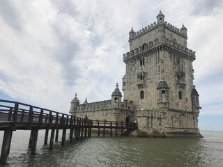 the Tower of Belem near the Tagus river in Lisbon Portugal