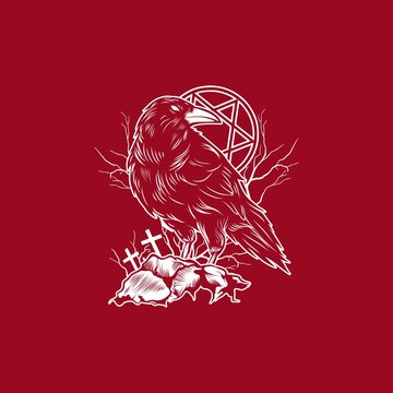 orror Raven T-shirt Design Illustration