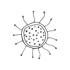 Hand drawn doodle microbe, virus isolated on white