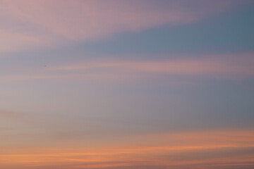 Twilight sky. Natural sunset or sunrise sky in orange, nature background.