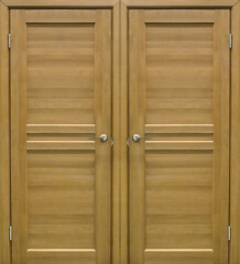 Entrance double door (Interior wooden door) isolated on white background