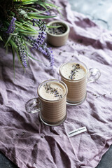 Lavender Russian coffee drink with coconut milk