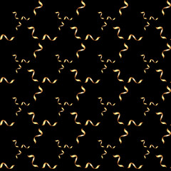 Seamless pattern for New Year and Christmas designs. Gold serpentine on a black background.