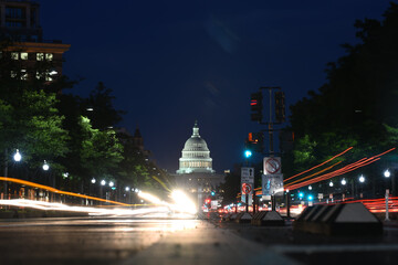 Capitol building from Washington in blue hour evening light amazing view