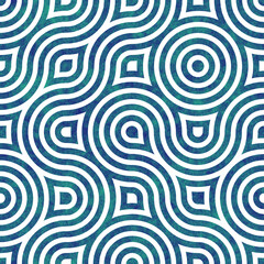 Fototapeta na wymiar Nautical blue swirl wave on linen texture background. Summer coastal living style home decor tile swatch. Wavy spiral maritime naval material. Modern mariner stylish natural textile seamless pattern. 