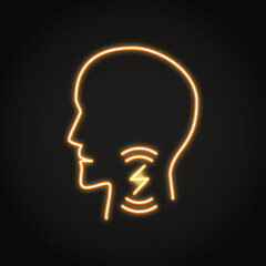 Neon sore throat icon in line style