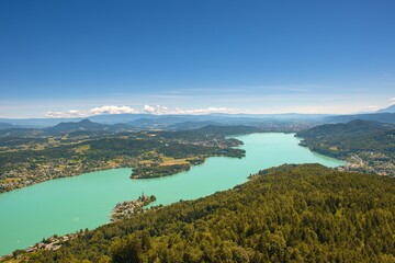 View over the Wörthersee from the lookout point