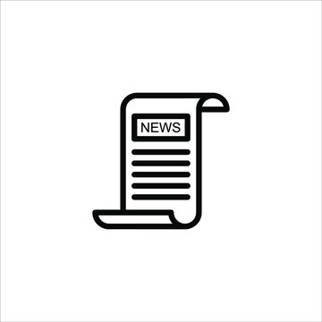 flat black newspaper vector icon on white background