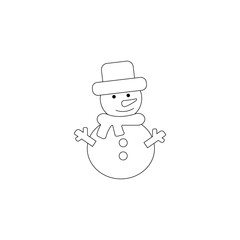 cartoon vector outline illustration snowman