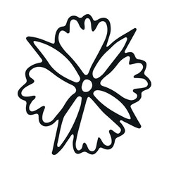 Botanical vector in line art or outline. Simple floral doodle icon
