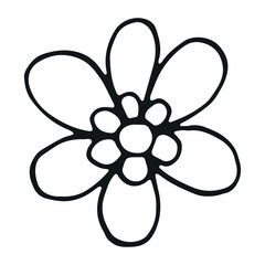 Floral Doodle icon for social media story. Hand drawn doodle chamomile