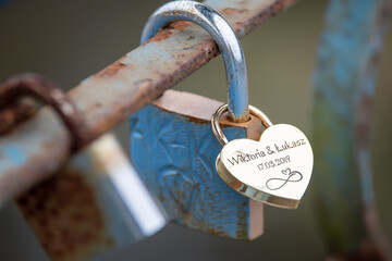 padlock on the bridge, declaration of love, golden padlock
