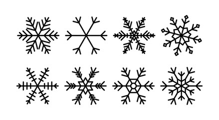 Snowflakes set.  Collection of snowflake for Christmas and New Year decoration. Winter holiday icons. Vector.