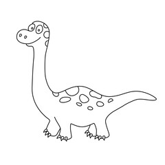 Cute dinosaur. Dino Brachiosaurus. Hand drawn vector illustration for coloring books and prints